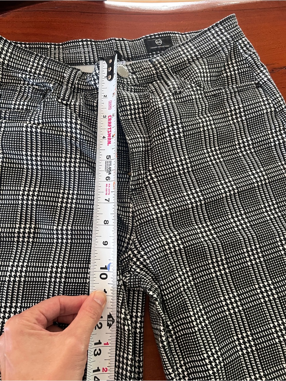 Ag Adriano Goldschmied Black and White Plaid Long Bermuda Type- Pants - Picture 9 of 10